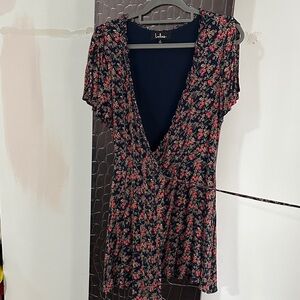Lulu's Navy Floral Dress